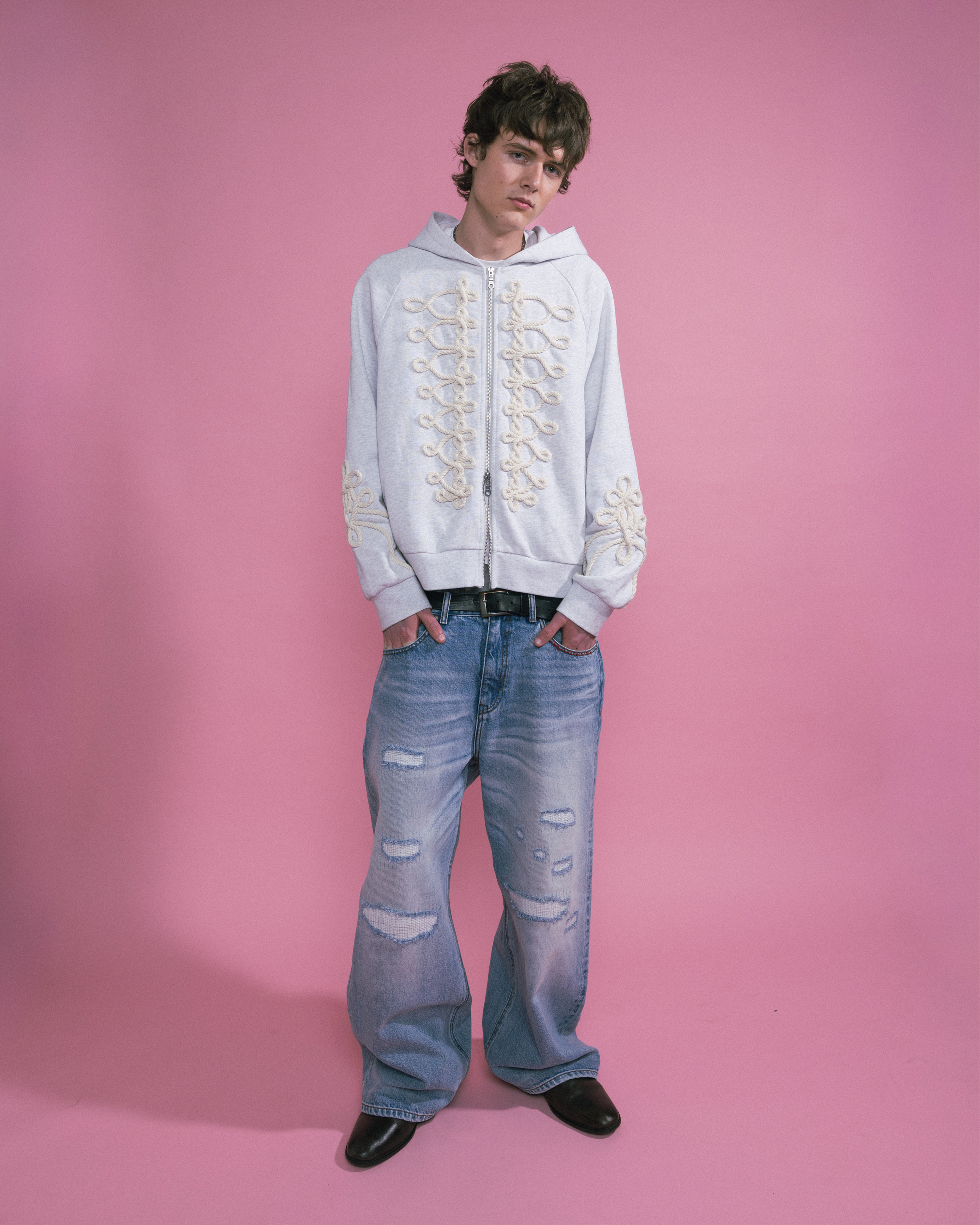 Hussar Zip-Up, in Gray