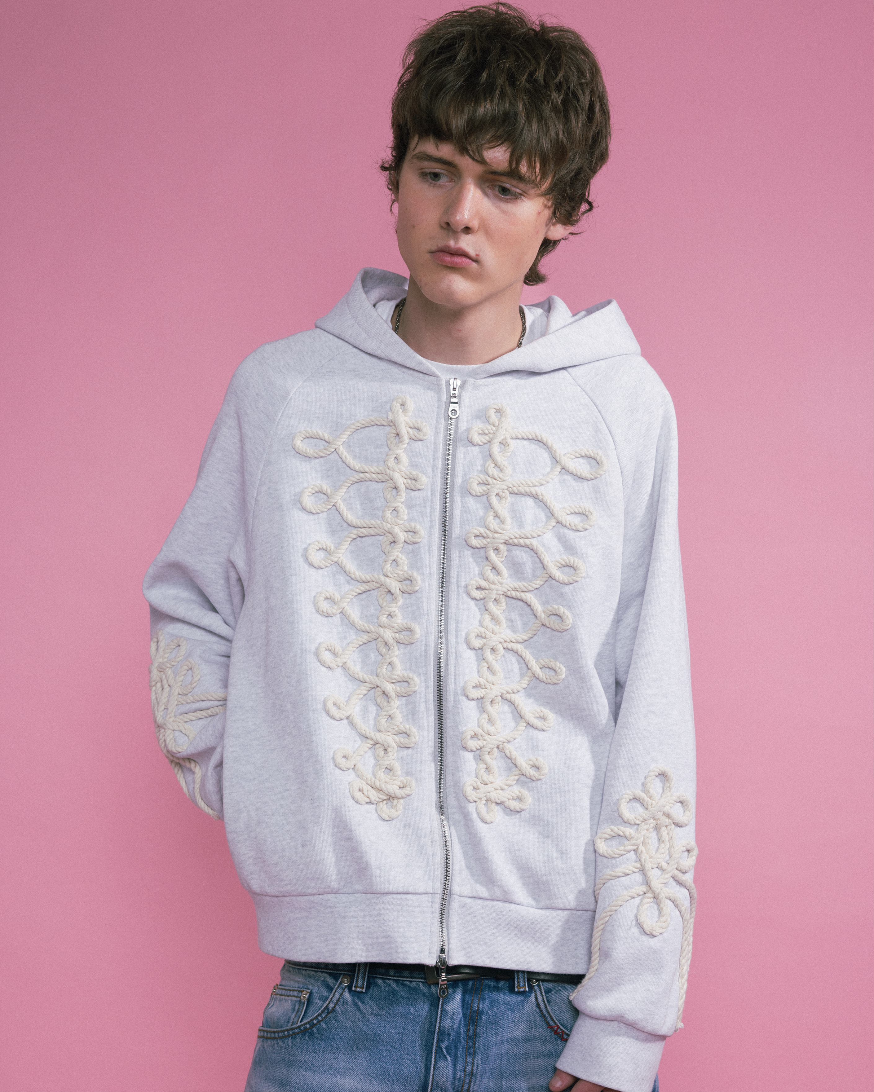 Hussar Zip-Up, in Gray