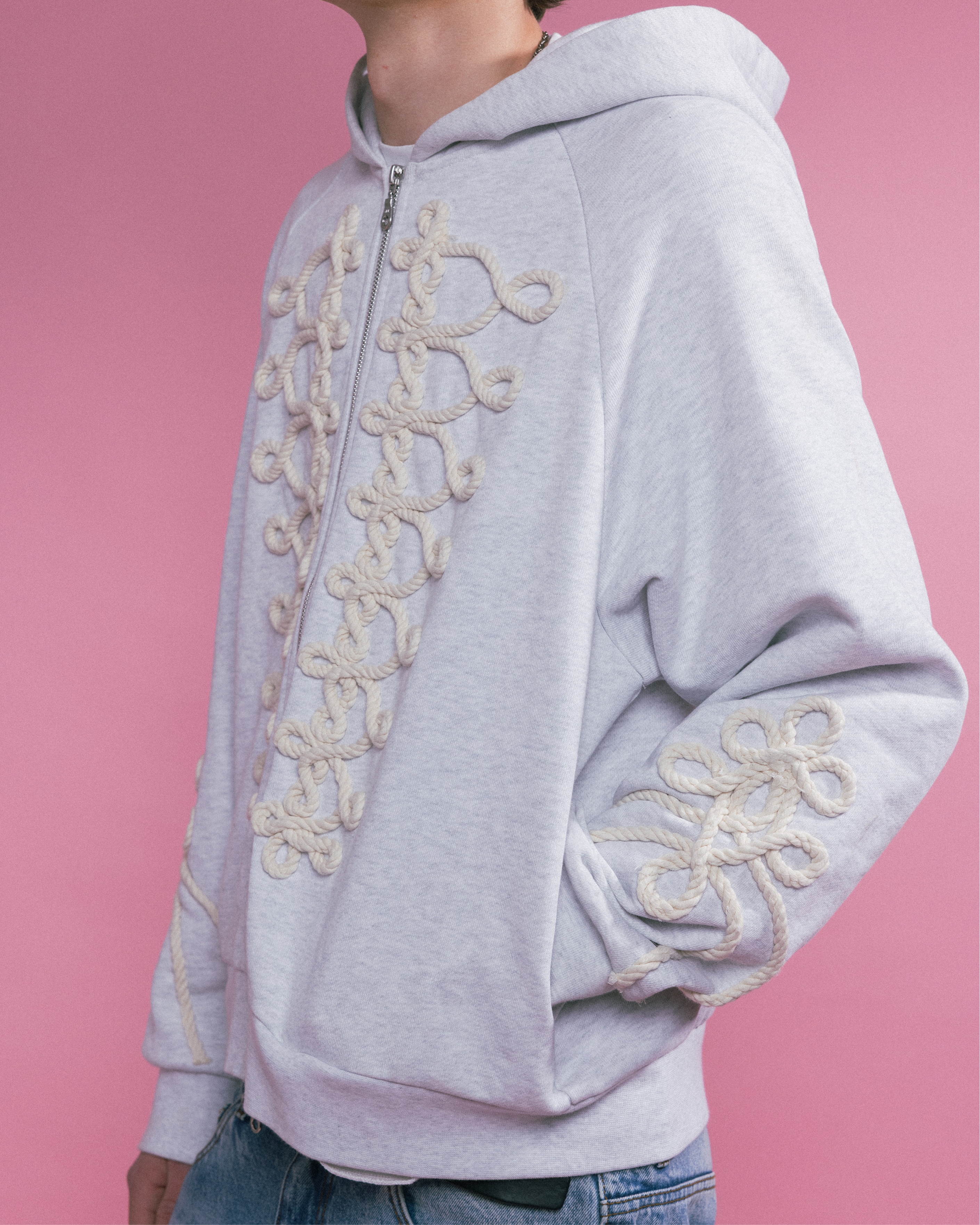 Hussar Zip-Up, in Gray