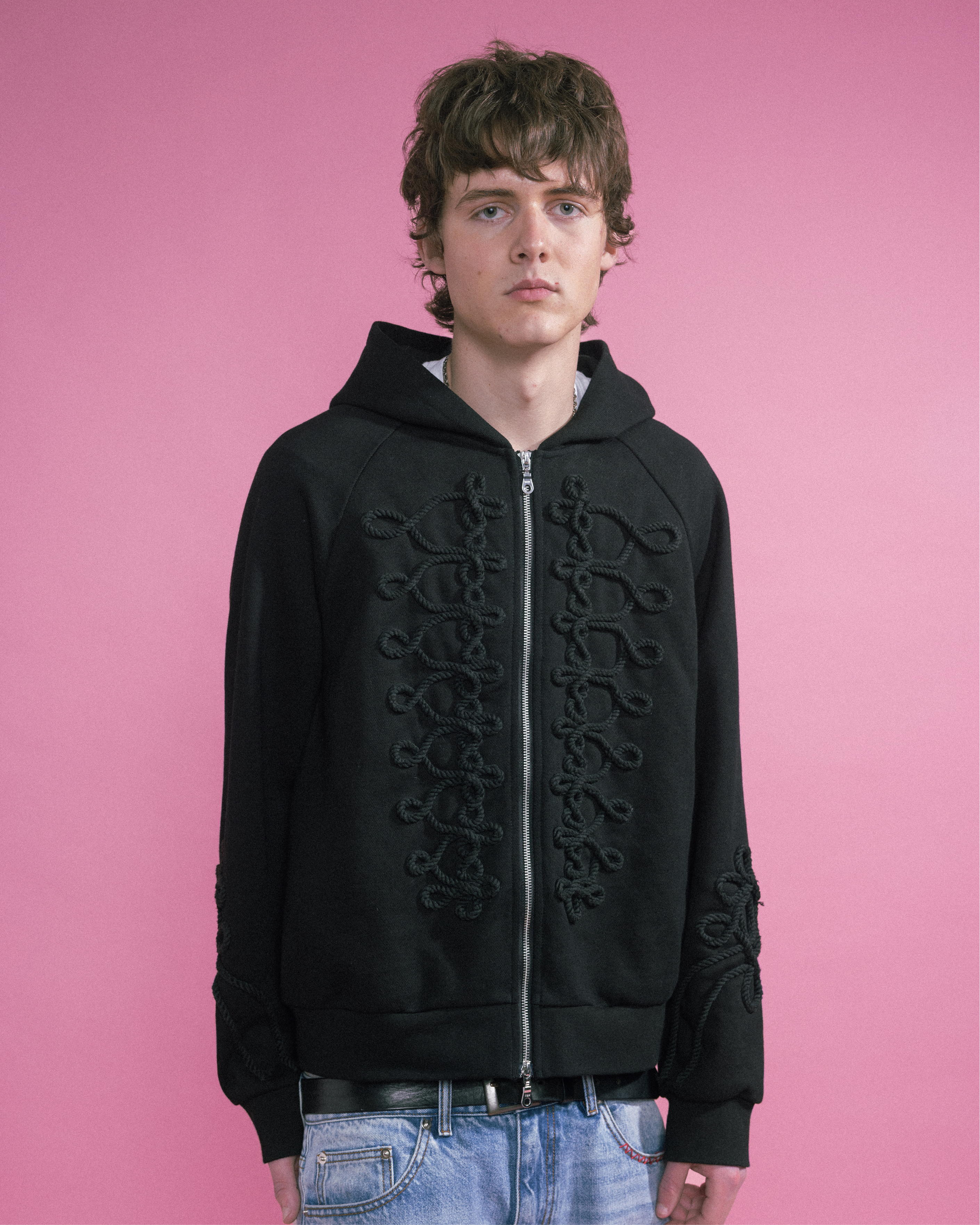 Hussar Zip-Up, in Black