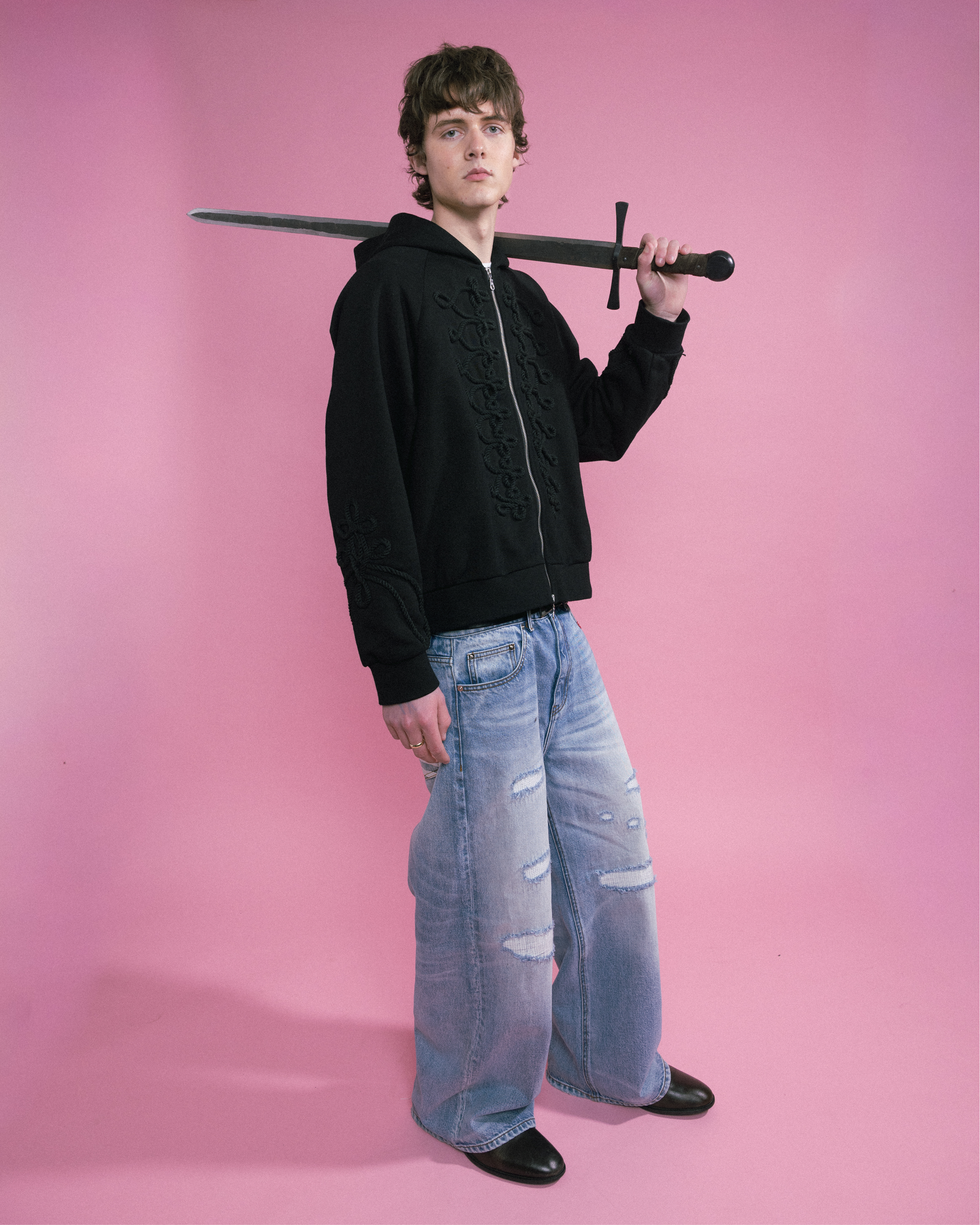 Hussar Zip-Up, in Black